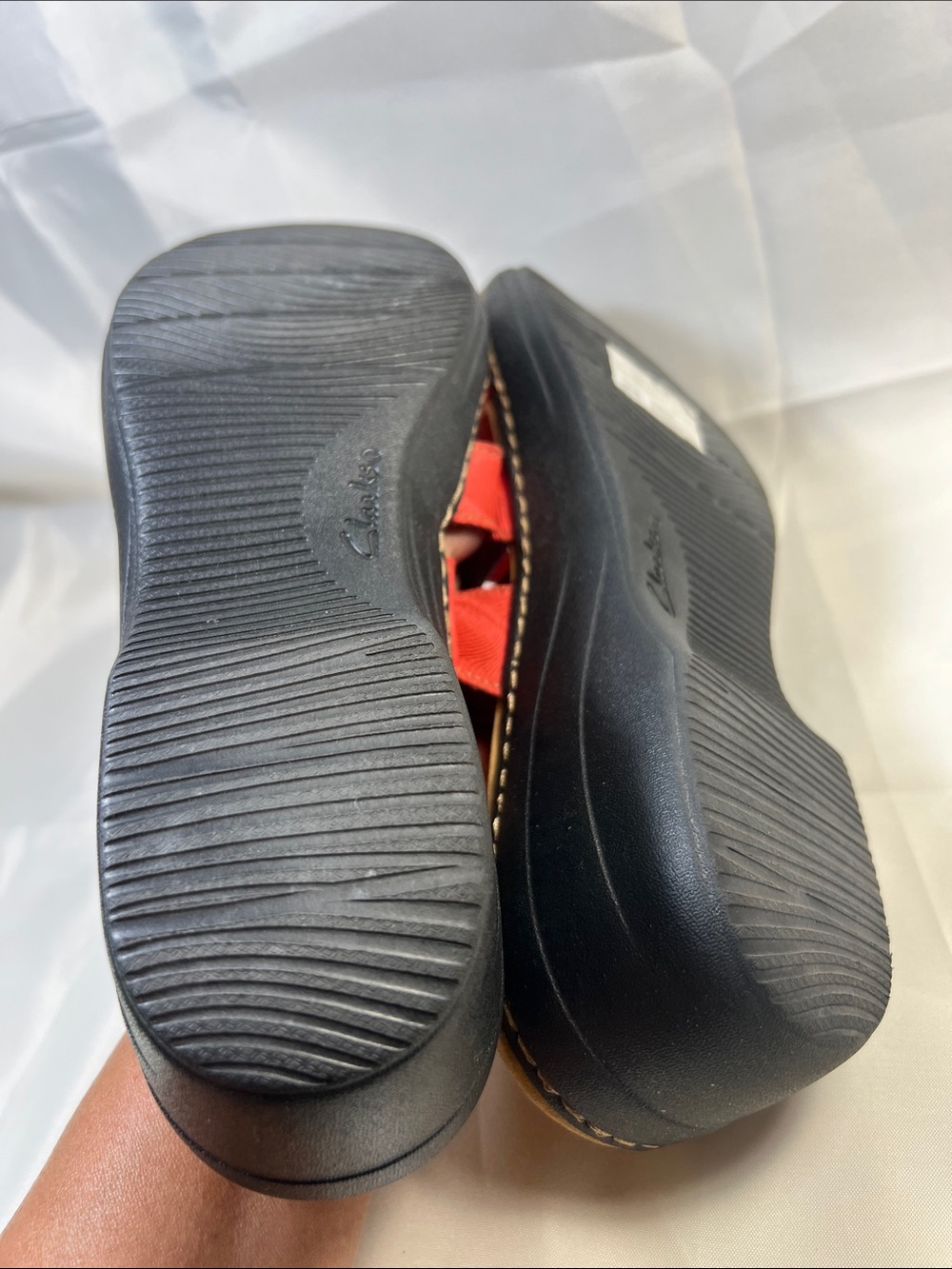 Clarks Coral Red Multi-Strap Slide Sandals - Picture 9 of 11